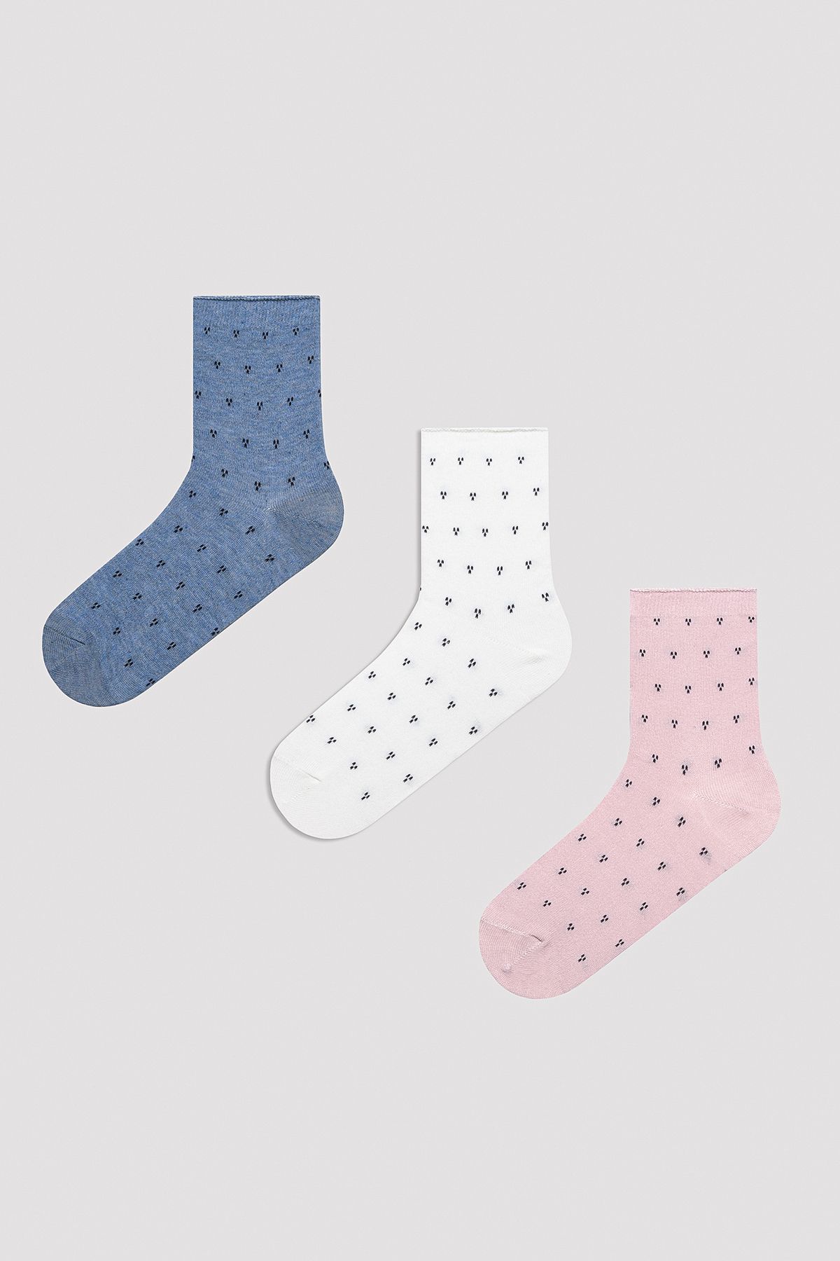 Penti Mini Diamond Lacivert-Pembe 3lü Soket Çorap