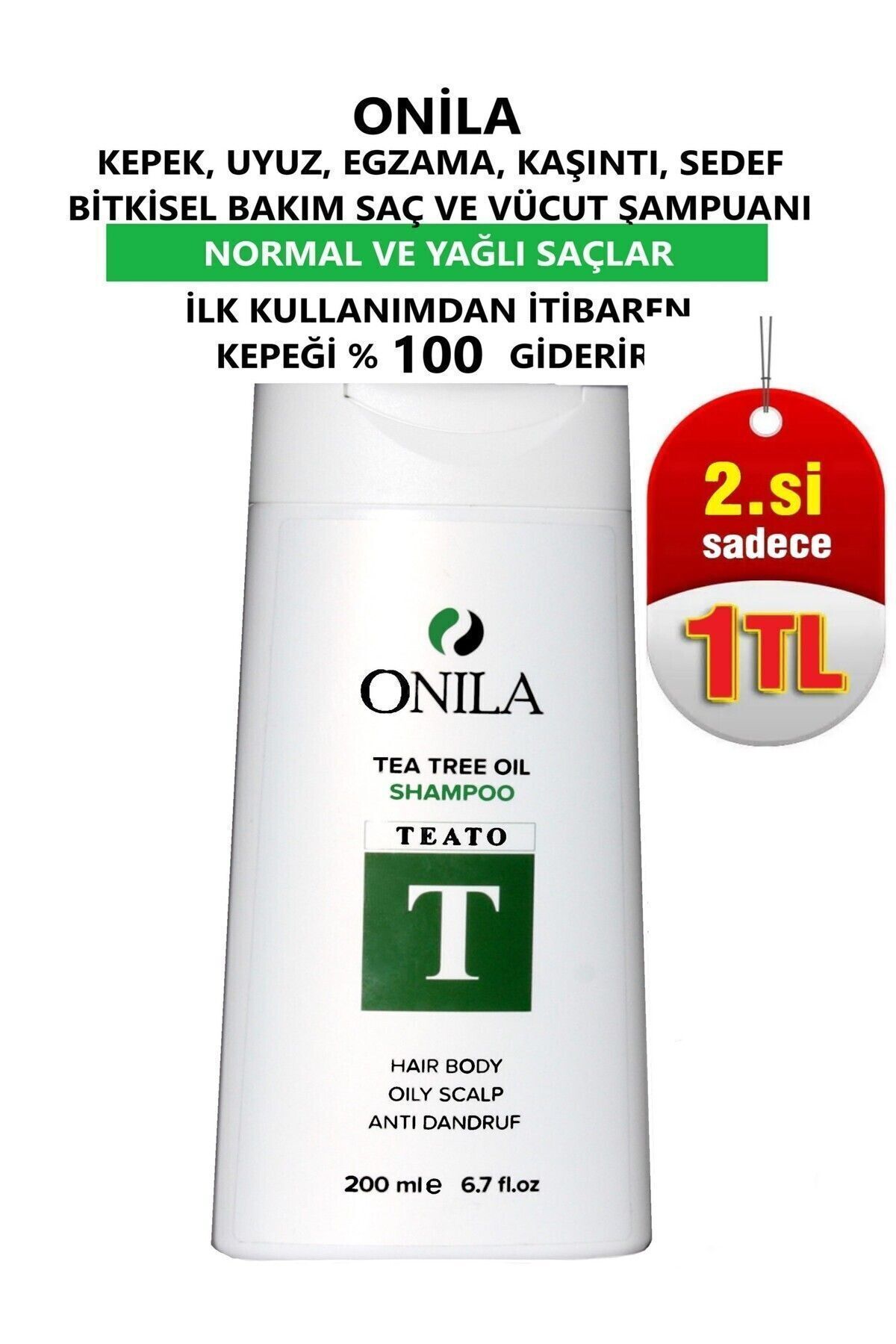 Onila Kepeğe Karşı Etkili Bitkisel Bakim Şampuanı 200 ml (ÇAY AĞACI YAĞI /TEA TREE OİL)