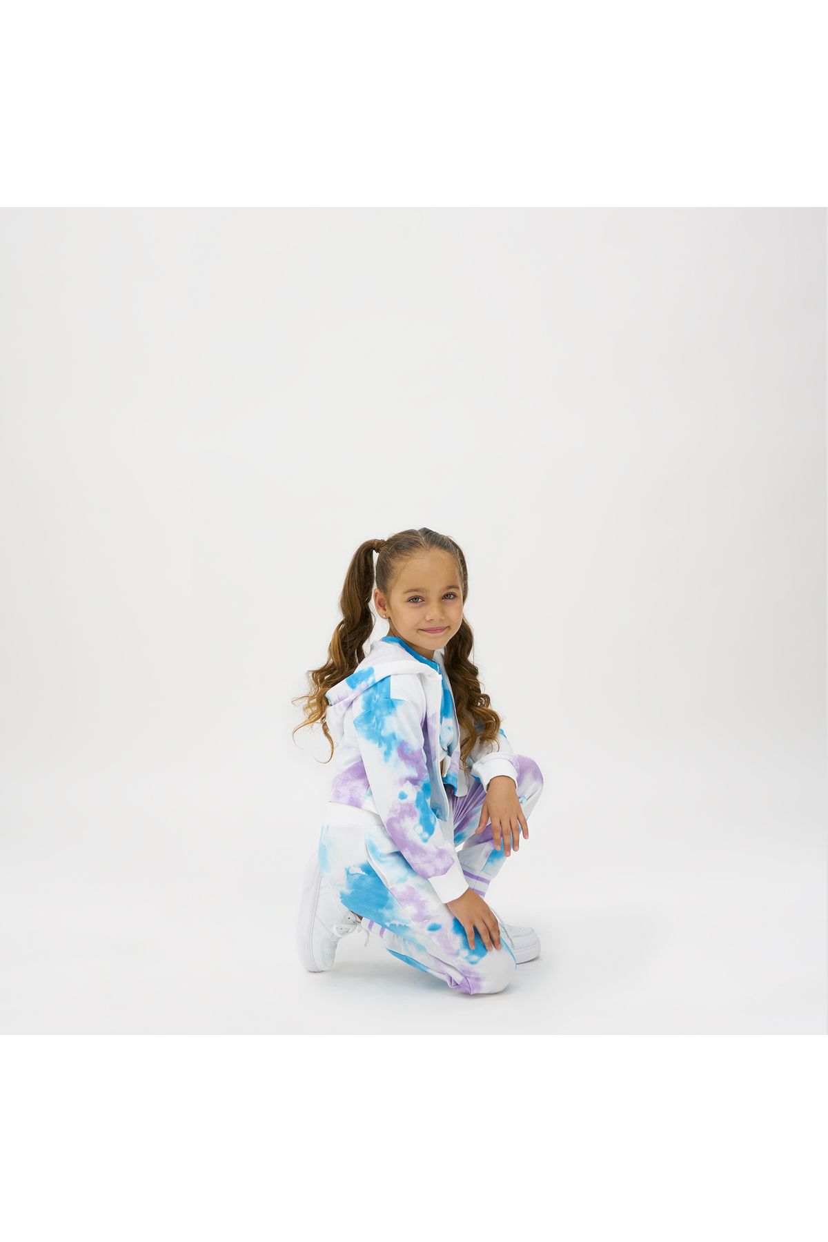 Panço Kız Çocuk Batik Desenli Fermuarlı Sweatshirt