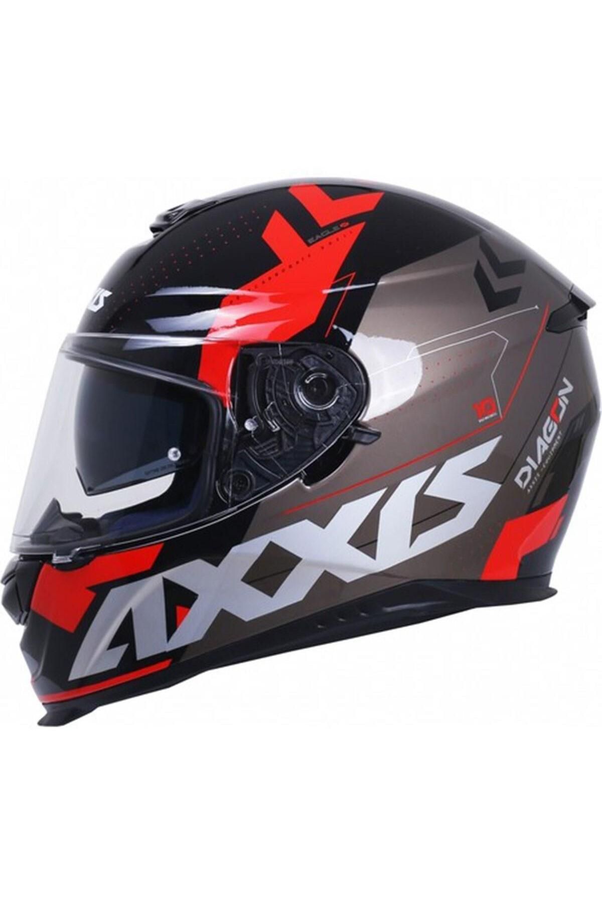 Axxis Eagle Sv Diagon Gloss Red Full Face Motosiklet Kaskı