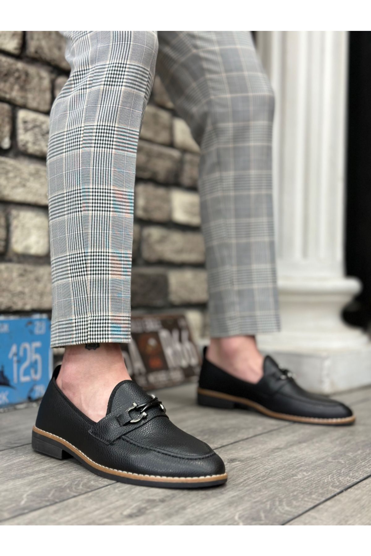 BOA BA0009 Cilt Püsküllü Corcik Siyah Çengel Tokalı Klasik Erkek Ayakkabısı