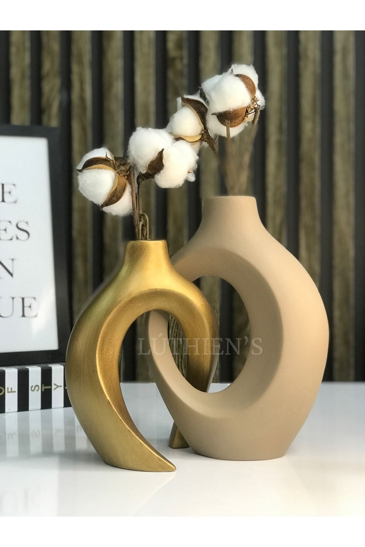 Luthien Sarmaşık Sevgili Vazo Seti Modern Tasarım Biblo