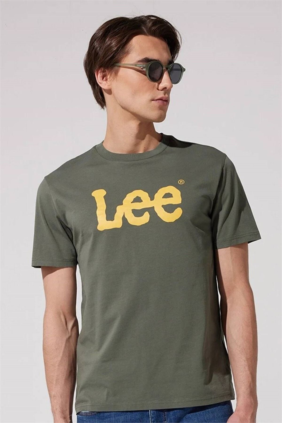 Lee Eu Coll.m Big Logo Crew Neck Erkek T-shirt L65qaı801 Khaki