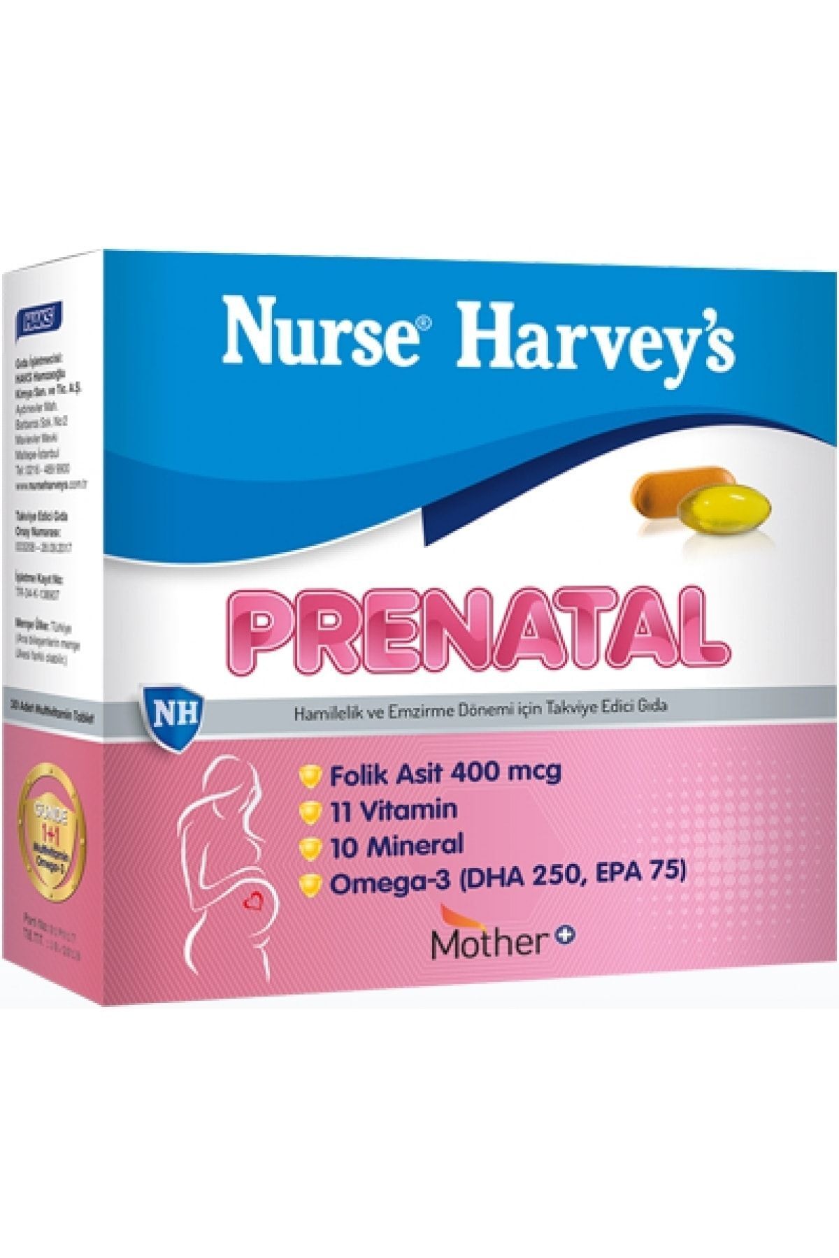 Nurse Harvey's Nurse Harvey’s Prenatal (folik Asit, 11 Vitamin, 10 Mineral Ve Omega-3 Yağ Asitleri) 30 Tablet
