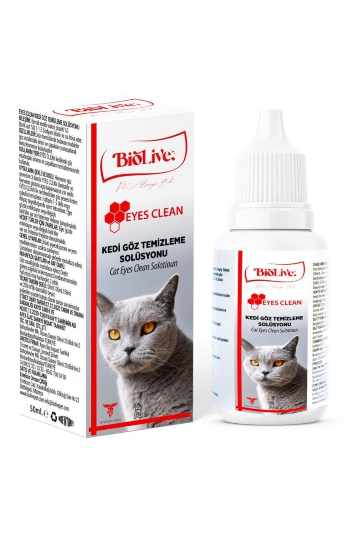 Biolive Kediler Göz Temizleme Solüsyonu 50ml