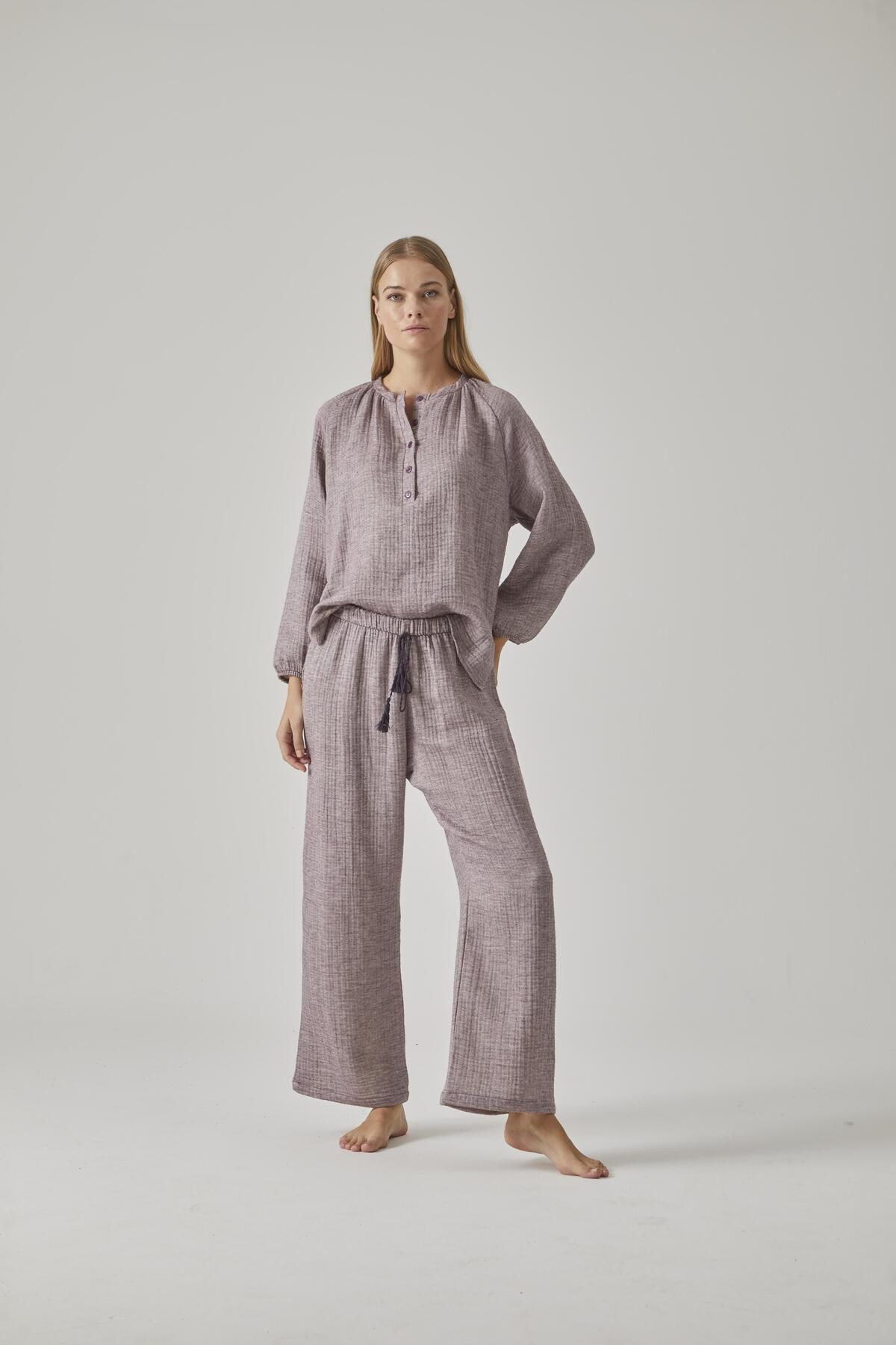 Relax Mode Kadın Müslin Patlı Pijama Takım  - 10781