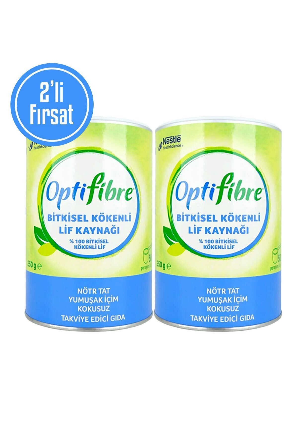 OptiFibre 2'li Fırsat Bitkisel Kökenli Lif Kaynağı Takviye Edici Gıda 250 g