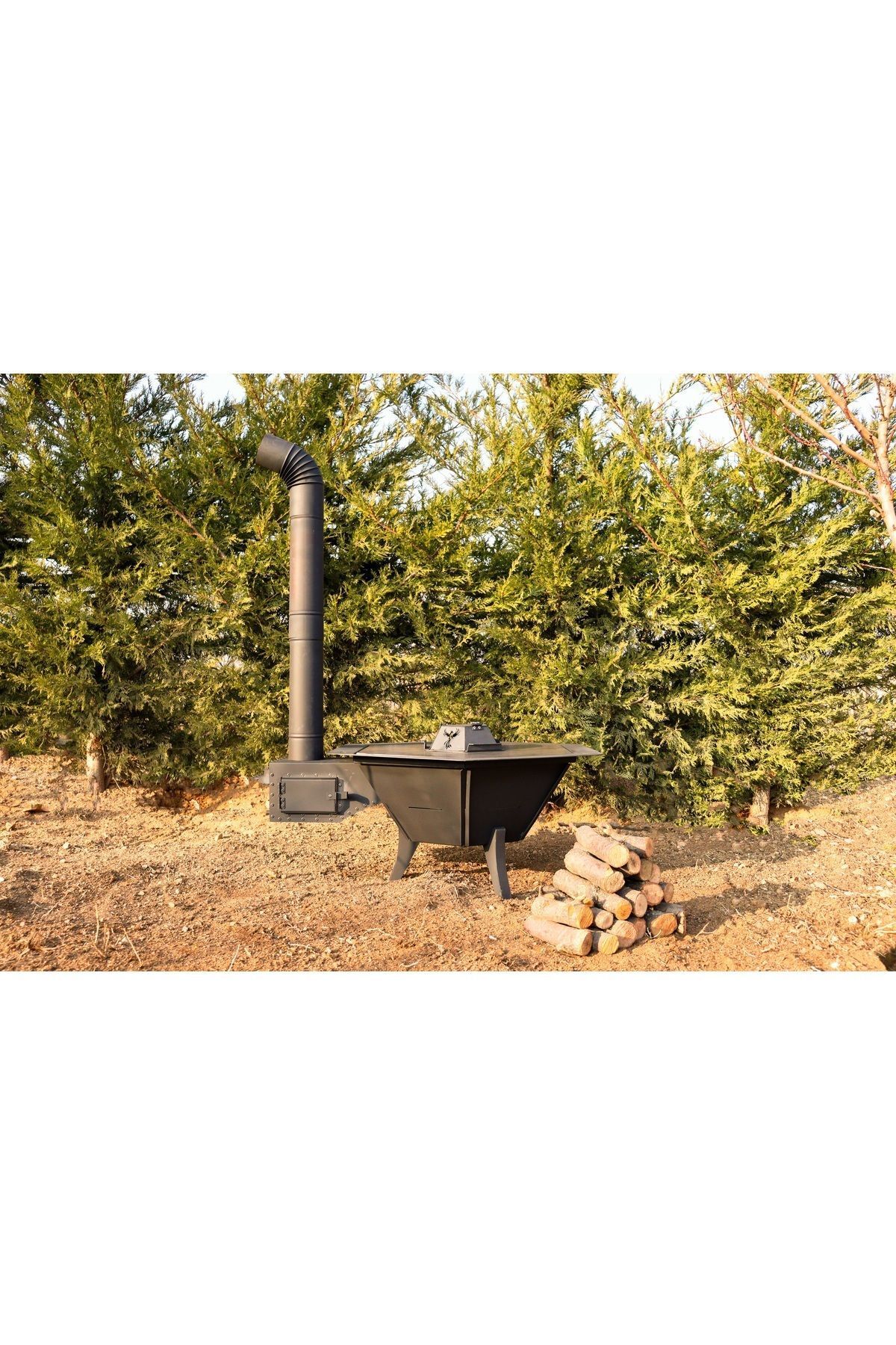 Ayme Outdoorium Kuzineli Ateş Çukuru & Barbekü-altı Kişilik-bahçe Şöminesi-odun, Kömür Yakıtlı