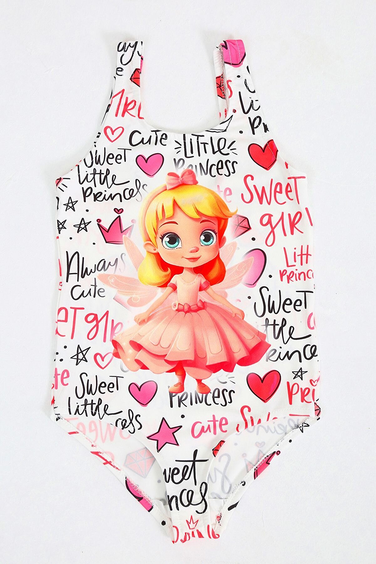 Papiş Kız Çocuk Mayo Peri Prensesi Graffiti Desenli Rahat Hızlı Kuruyan ...