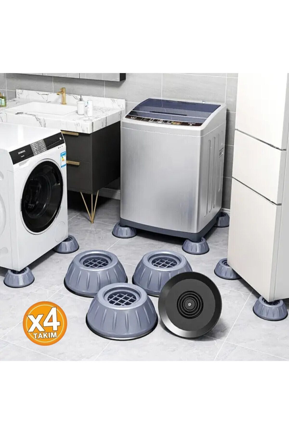 Self Power Beyaz Eşya Altlığı Ayağı 4 Adet Çamaşır Bulaşık Makinası Buzdolabı Yükseltici ve Titreşim Önleyici