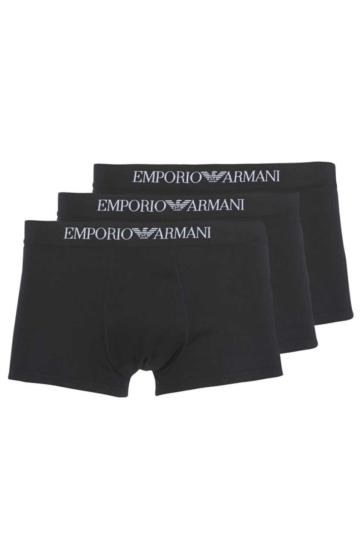 Emporio Armani Erkek Pamuklu Logolu Dokuma Kumaş 3 lü Paket Siyah Boxer 111610 CC722-21320