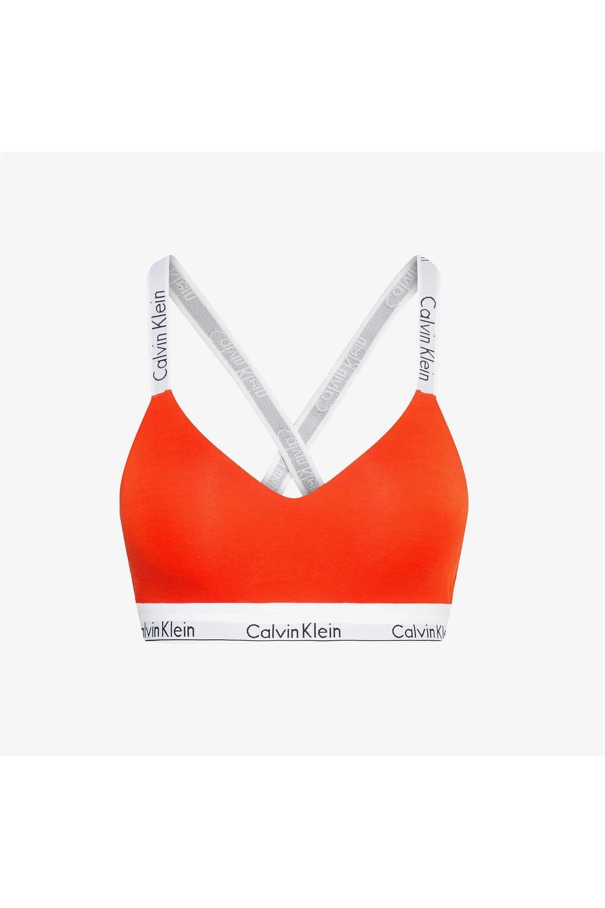 Calvin Klein Kadın Marka Logolu Askılı Spor Giyim Günlük Turuncu Büstiyer 000QF7059E-1TD