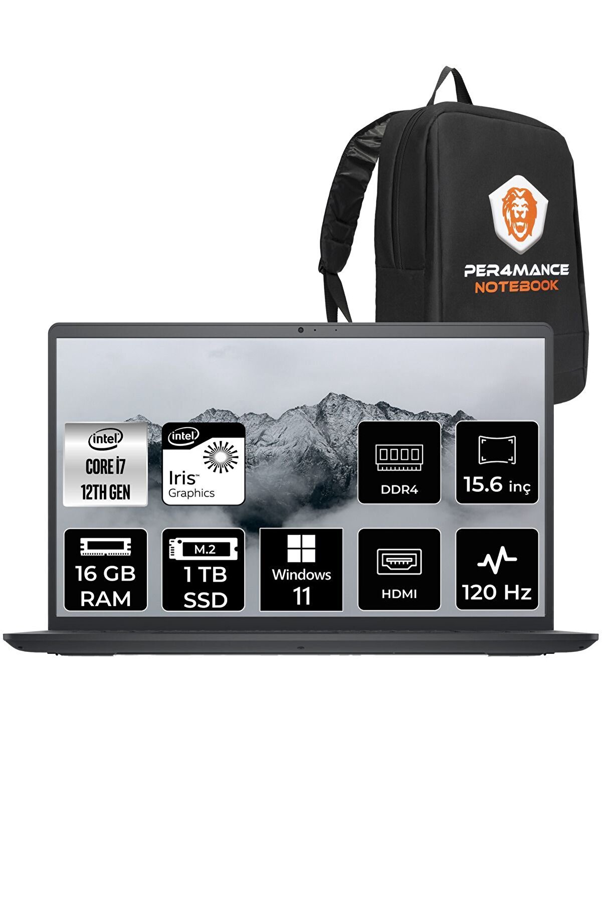 Inspiron 3520 i7 1255U 16GB RAM 1TB SSD 15.6'' FHD W11PRO I35201013U _108 PER4 ÇANTA