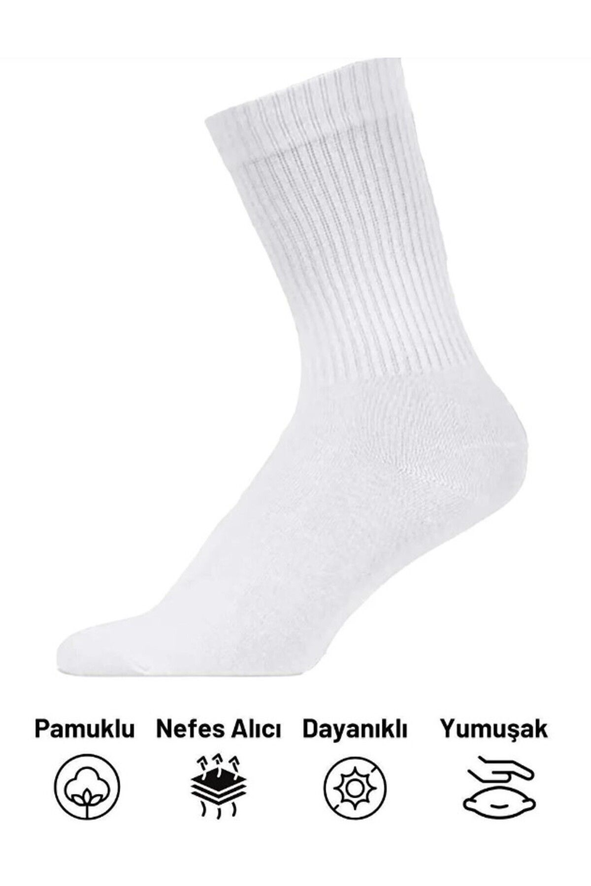 Ballet Unisex Beyaz Tenis Çorabı Kolej Çorap (8'li)