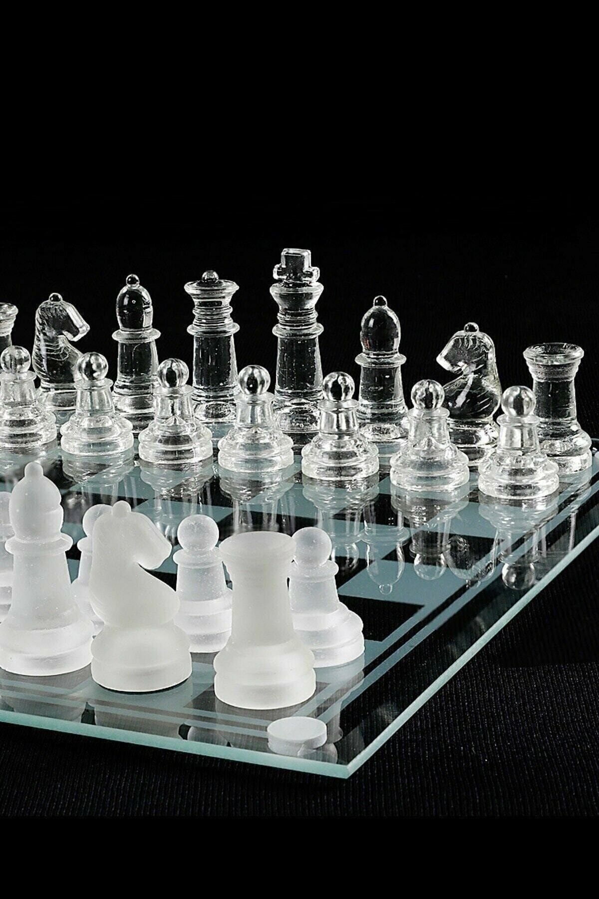 Revello Cam Satranç Takımı Full Cam Satranç Glass Chess 20*20