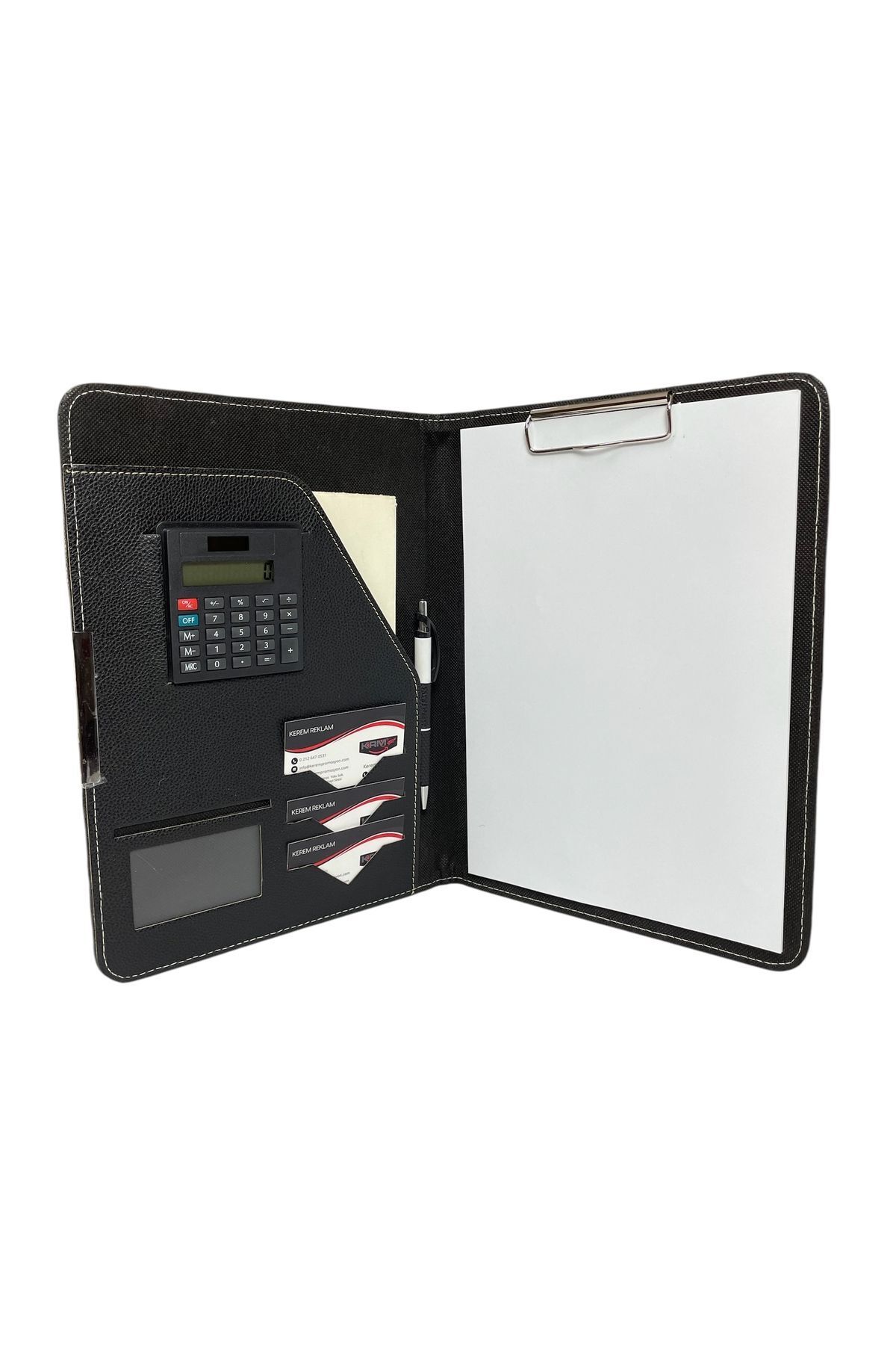 Kerem ofis A4 Sekreterlik Termo Deri - Kapaklı Hesap Makinalı -kartlık Bölmeli