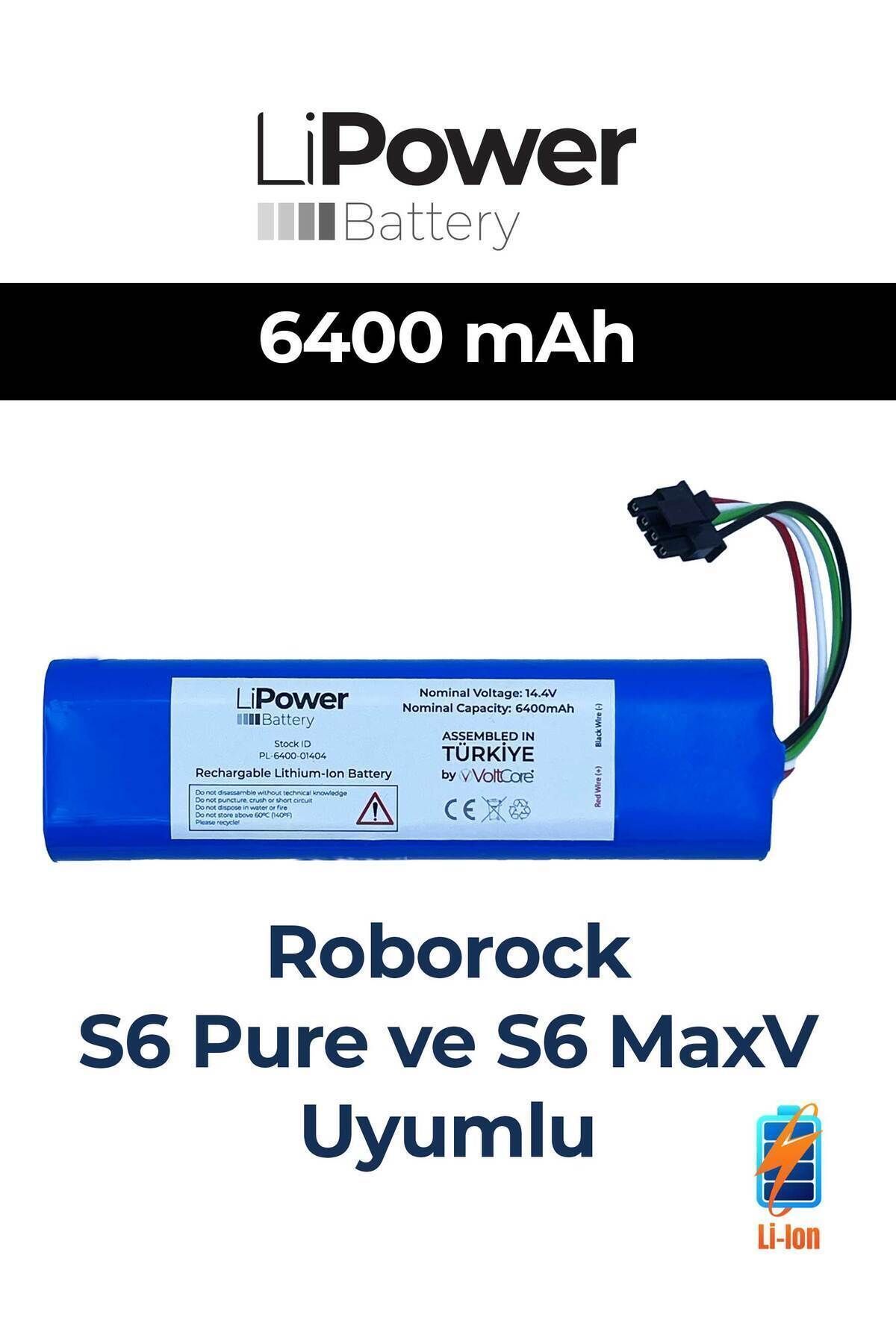HighV Roborock S6 Pure Ve S6 Maxv Uyumlu Robot Süpürge Bataryası 6400 Mah Pil (YÜKSEK KAPASİTE) Vc