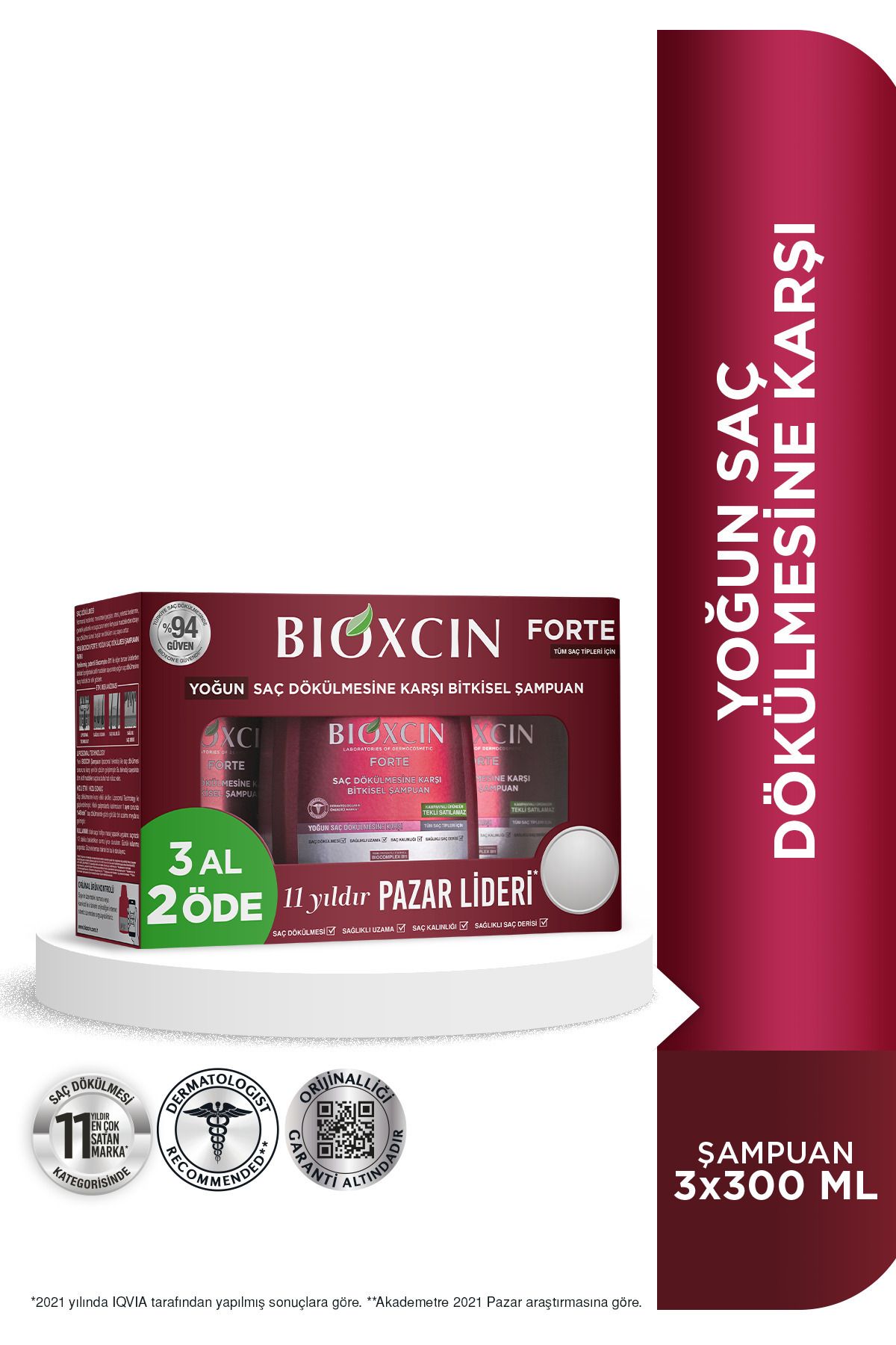 Bioxcin Forte Şampuan 3 Al 2 Öde 3x300 Ml - Yoğun Saç Dökülmesi Şampuanı
