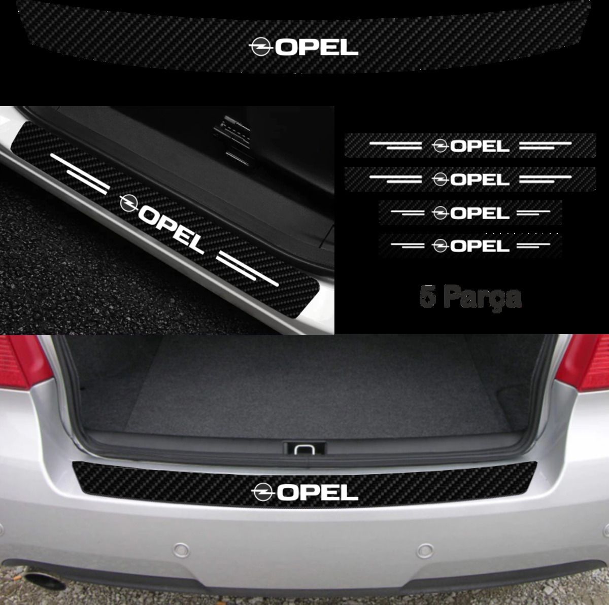 habune Opel Corsa İçin Uyumlu Aksesuar Oto Bağaj Ve Kapı Eşiği Sticker Set Karbon
