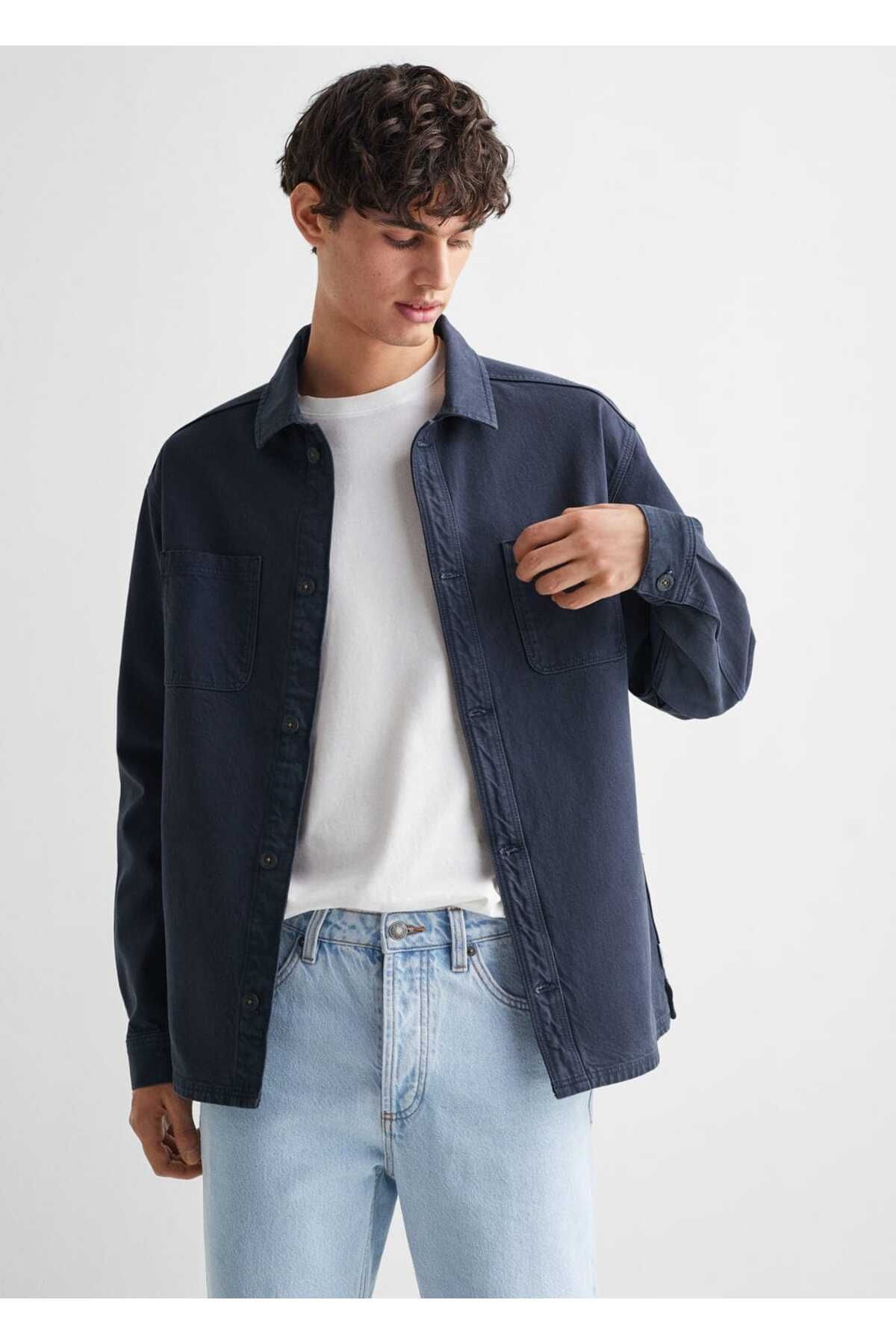 MANGO Teen Düğmeli pamuk gömlek ceket