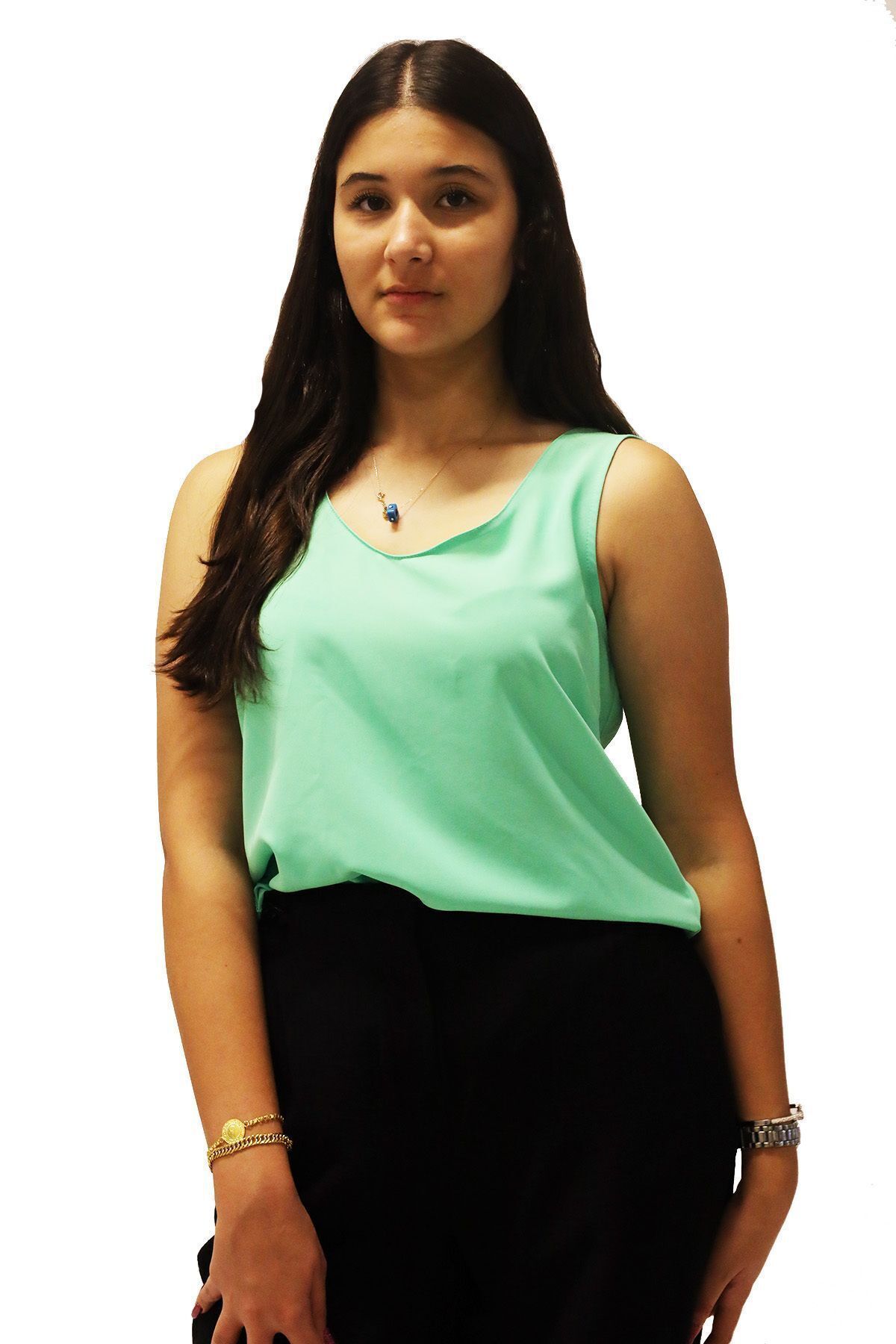 Ysatis Kadın Kısa Kollu Yuvarlak Yaka Logolu Yeşil Bluz FYS5000132-YEŞİL