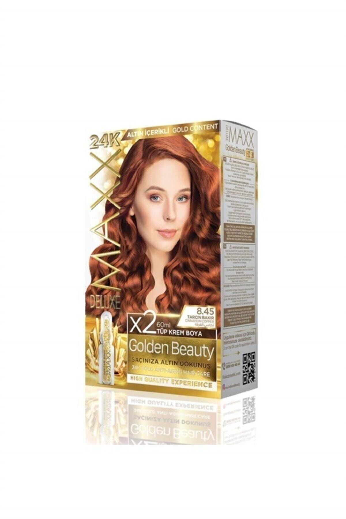 MAXX DELUXE Golden 8.45 Tarçın Bakır 24k Altın Içerikli Saç Boyası