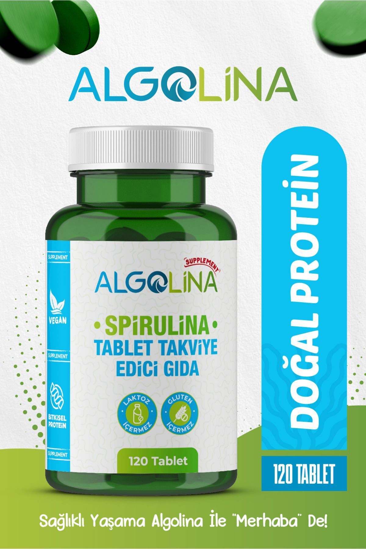 Algolina Spirulina 120 Tablet 525 Mg Protein Kaynağı - Takviye Edici Gıda