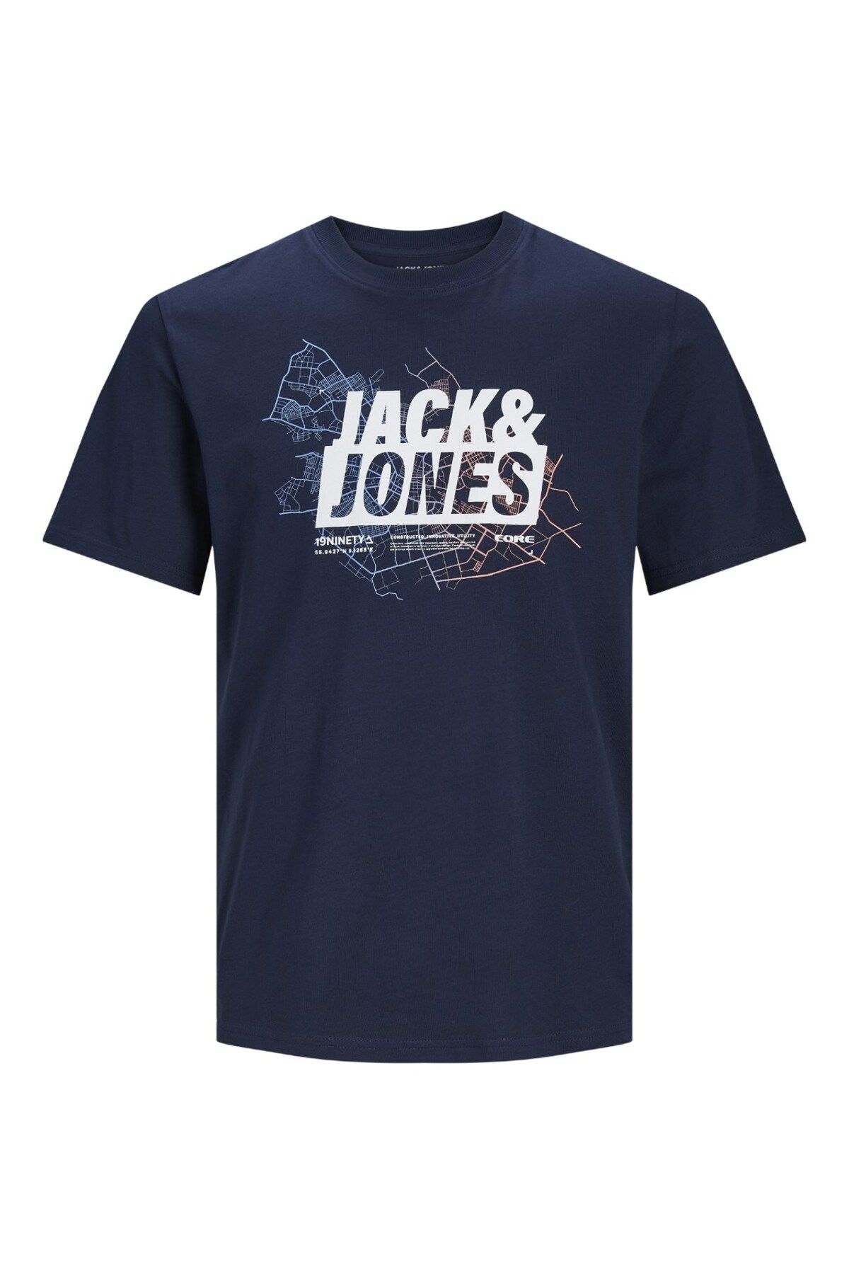 Jack & Jones Jcomap Logo Tee Ss Crew Neck Sn Erkek T-shirt 12252376 Navy Blazer