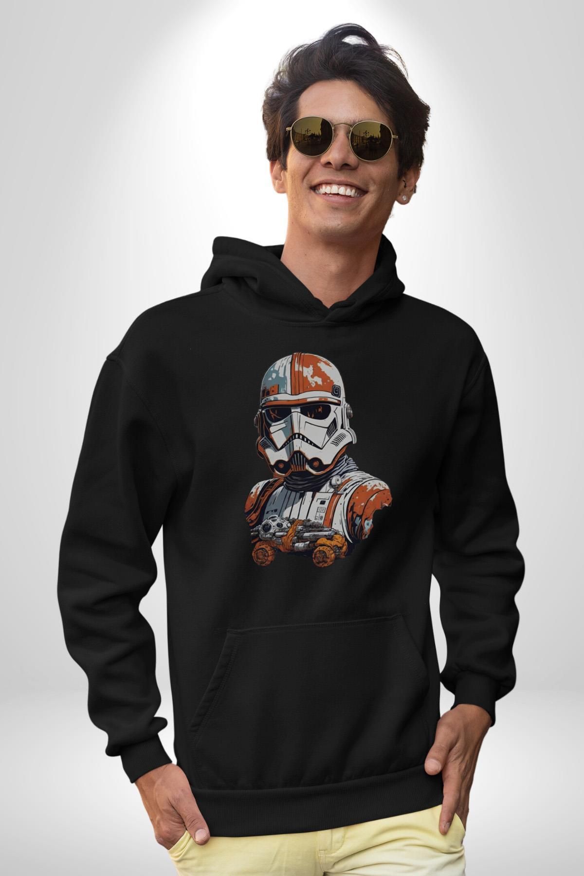 Angemiel Star Wars Renkli Clone Troopers Kadın Erkek Siyah Kapüşonlu Sweatshirt Hoodie