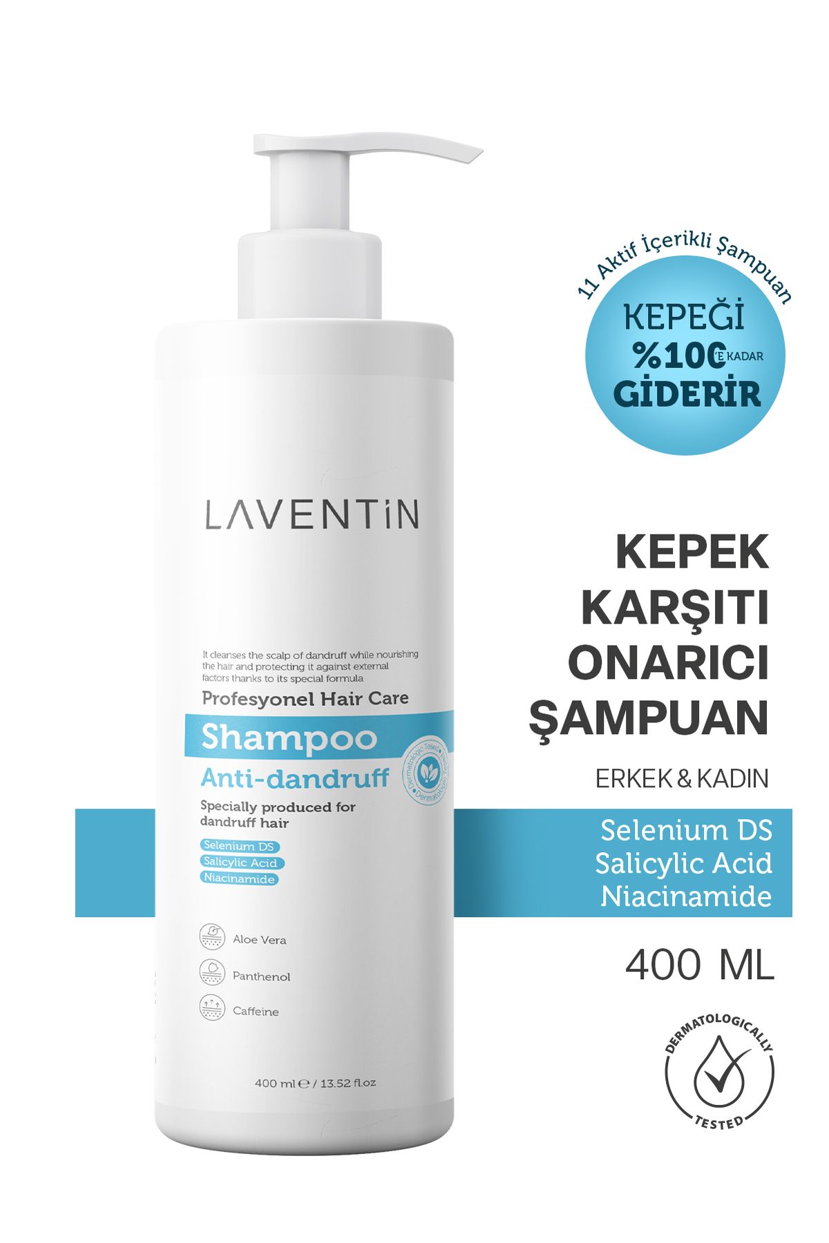 Laventin Kepek Kaşıntı Ve Eğzama Karşıtı 11 Aktifli Kepek Karşıtı Tuzsuz Şampuan 400 ml