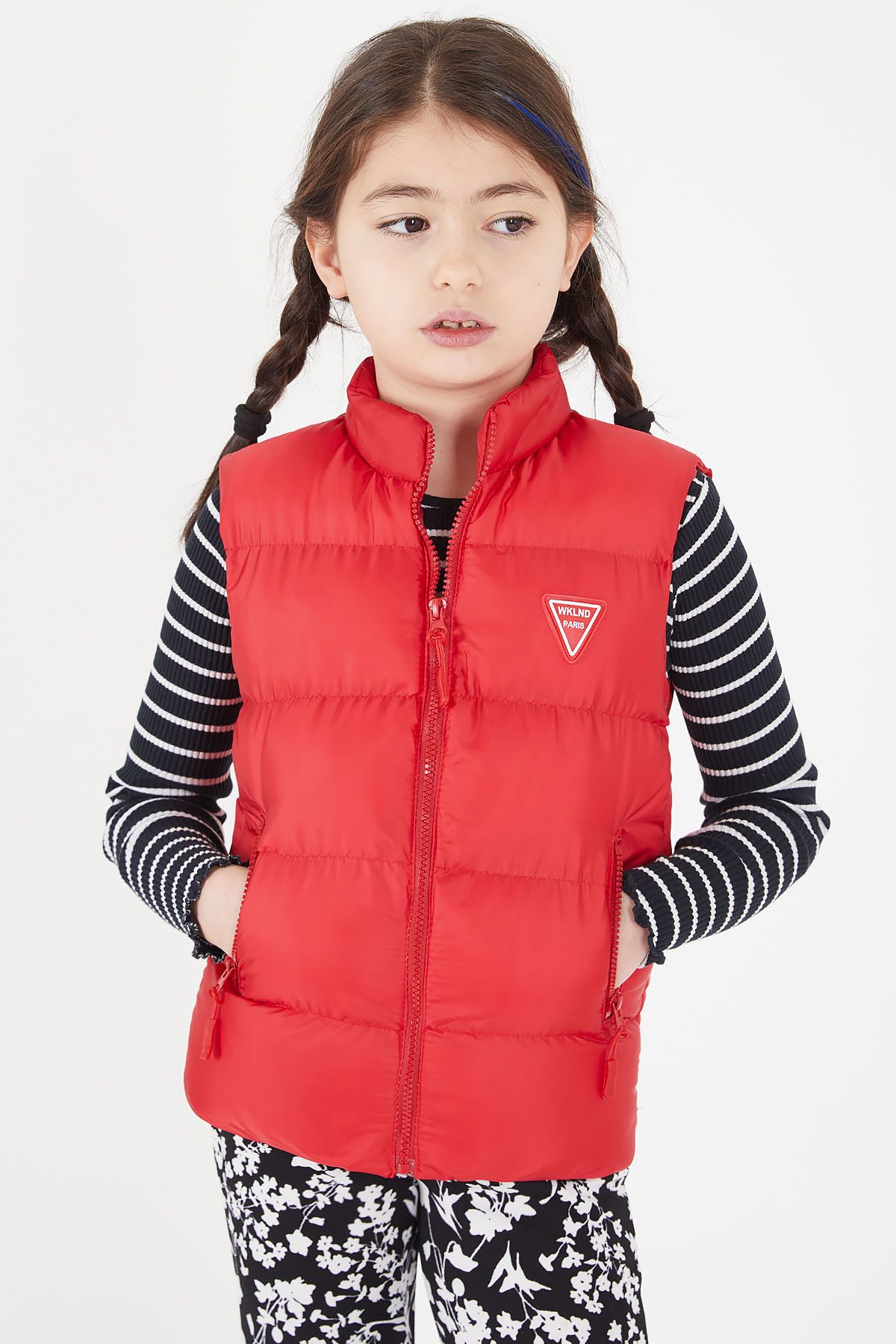 Cansın Mini Kız Çocuk Kırmızı Şişme Yelek Fermuarlı Cep 15076