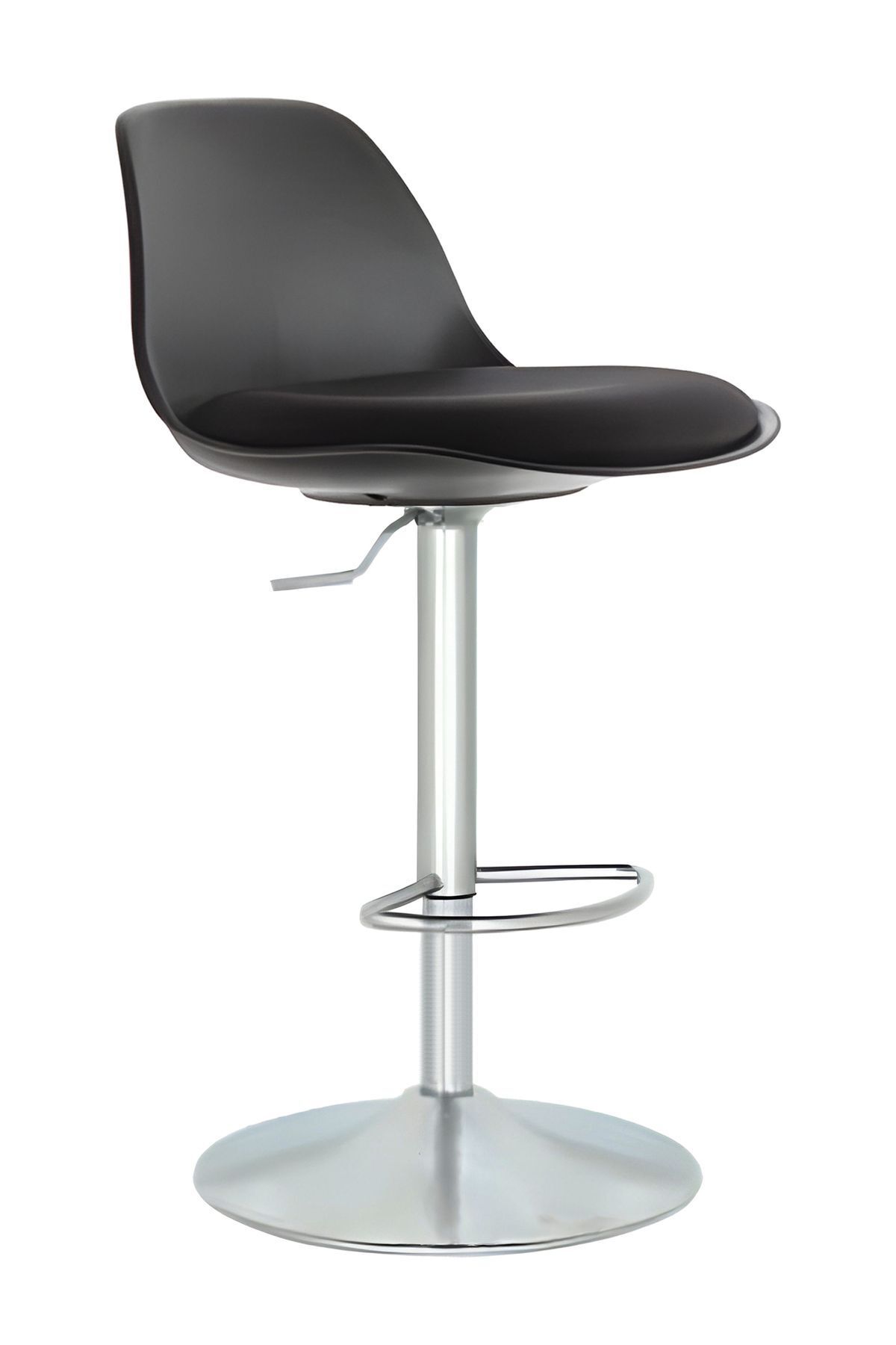 Bürocci Nadya Bar Sandalyesi - Siyah Deri - Metal Ayaklı Bar Taburesi - 9537s0101