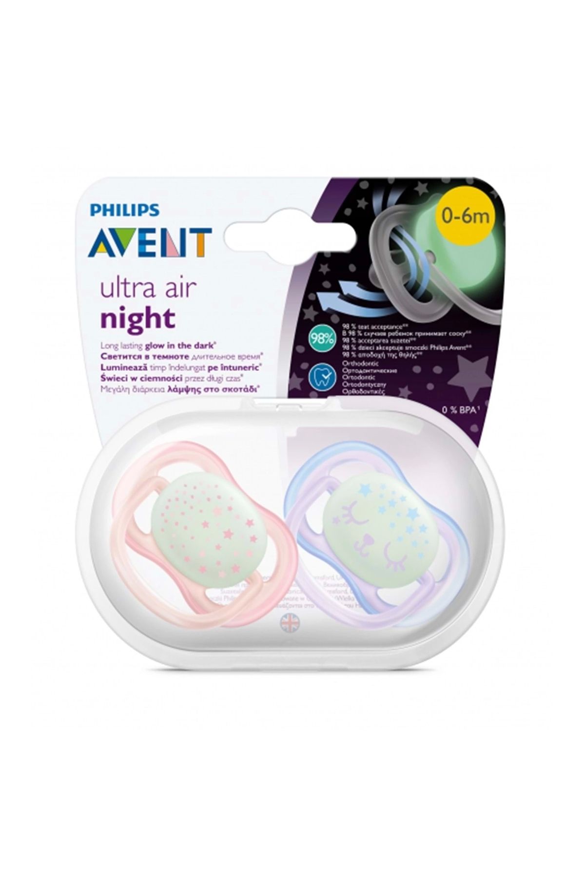 Philips Avent Ultra Air Night Karanlıkta Parlar Gece Emziği 0-6 Ay Kız