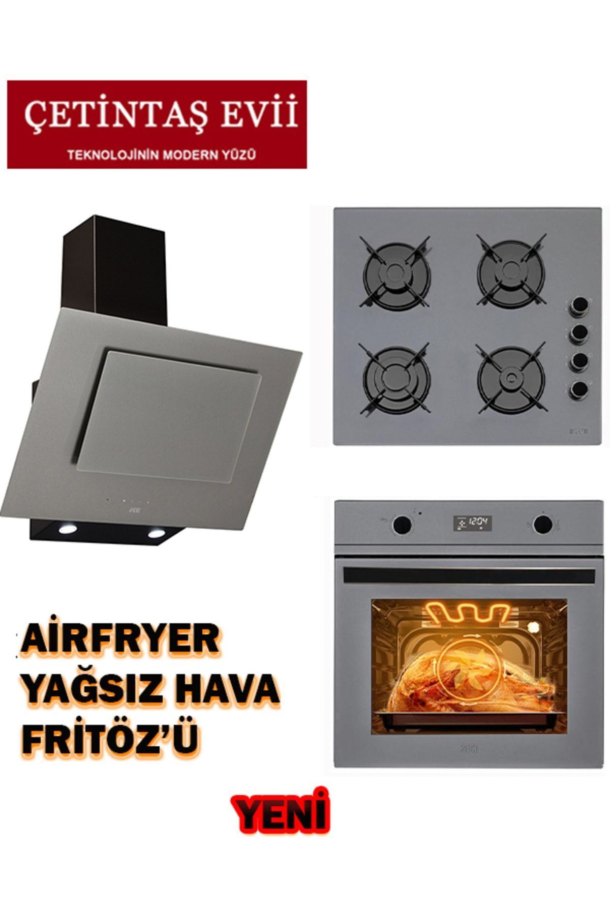 Çetintaş Evii Set 27 Airfry Yağsız Fritöz Özellikli