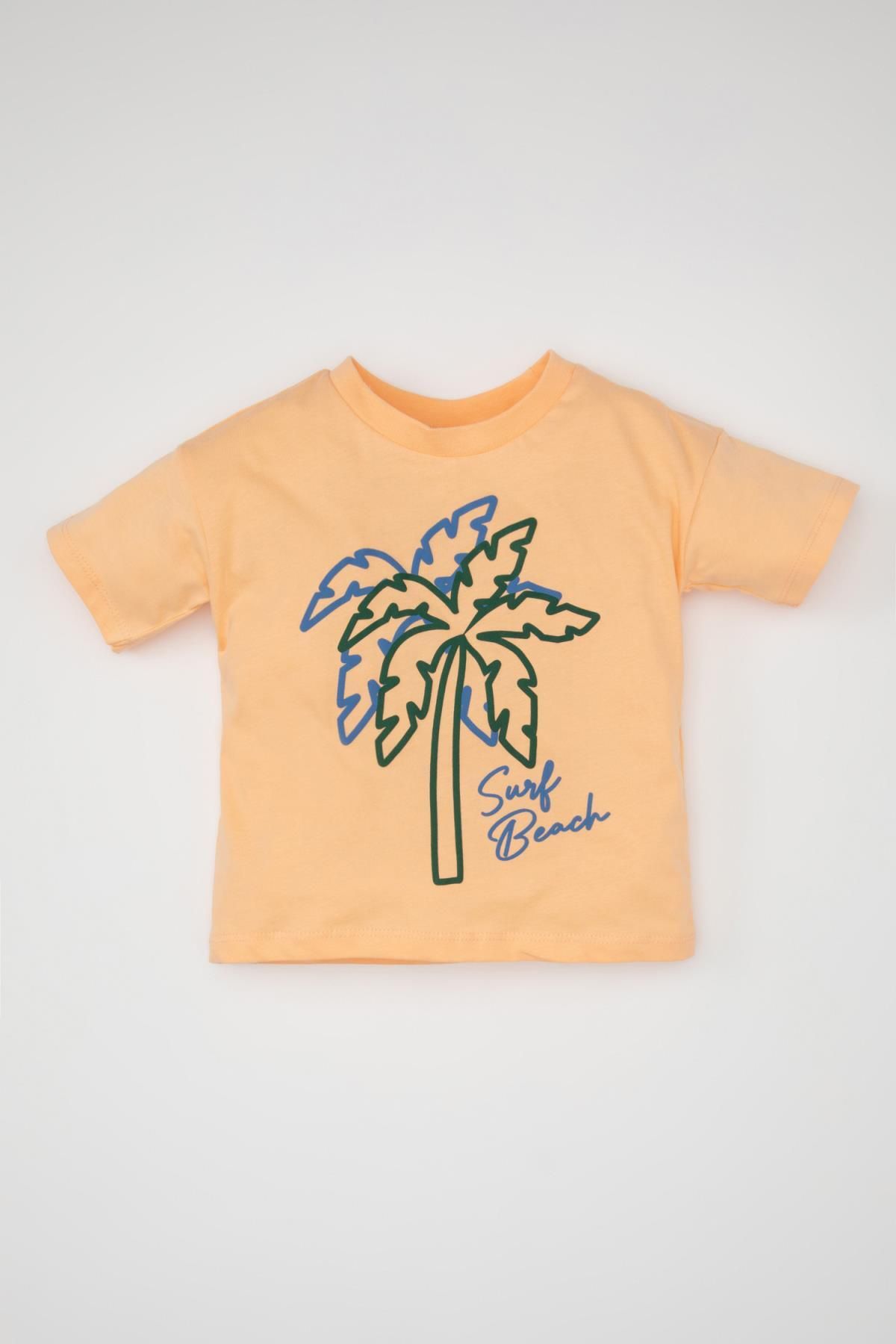 Defacto Erkek Bebek Palmiye Baskılı Kısa Kollu Tişört C9188A524SM