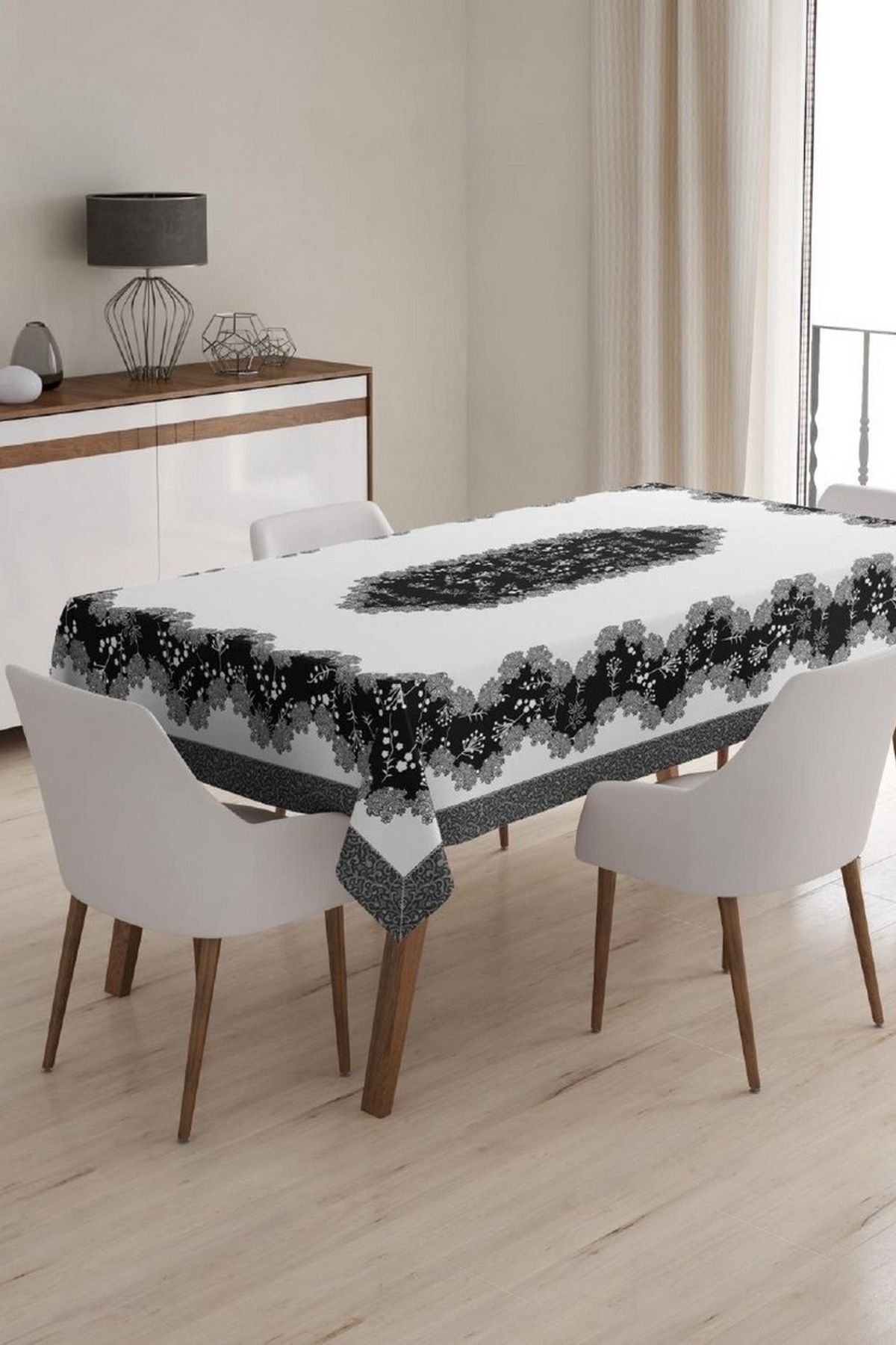 Çt Çeyizci Tekstil Masa Örtüsü, Dijital Baskılı Tek Masa Örtüsü, Desenli Leke Tutmaz Tek Masa Örtüsü 150x220cm