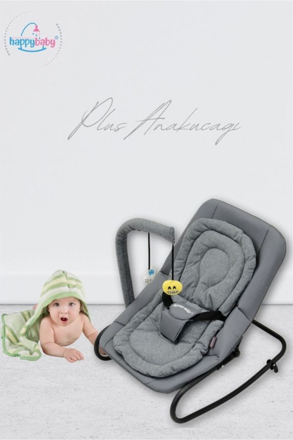 Happy Baby Plus Anakucağı - Kademeli - Sallanır - Sabitlenebilir - Oyuncaklı - Anakucagi - Hazır Kurulu Gelir
