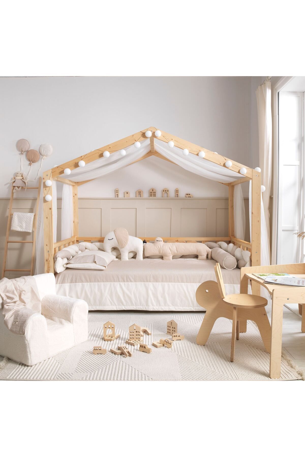 SOFT BABY TEKSTİL Stella Krem Örgü Montessori Uyku Seti