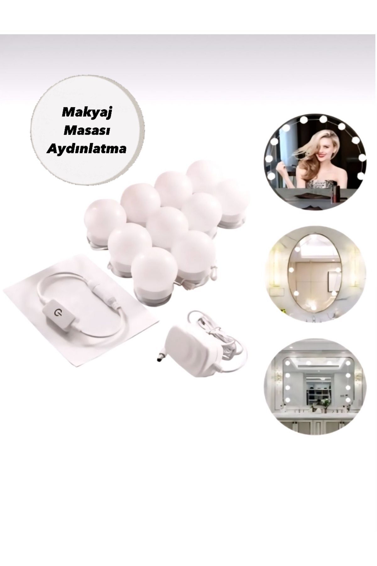 Mi-ÇA HOME Makyaj Masası,banyo Aynası Aydınlatma Kiti/ Dekoratif Şık Kolay Kurulan Yapışkanlı Led Işık Seti