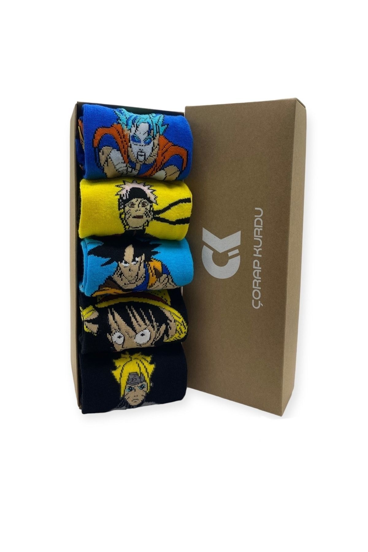Çorap Kurdu 5'li Naruto Renkli Desenli Soket Çorap