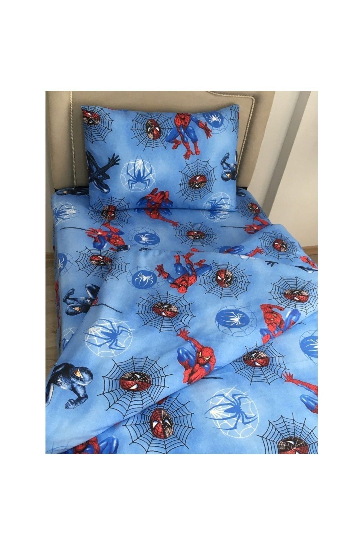 Bebek Özel Pamuklu Bebek Nevresim Takımı 100x150 Örümcek Adam