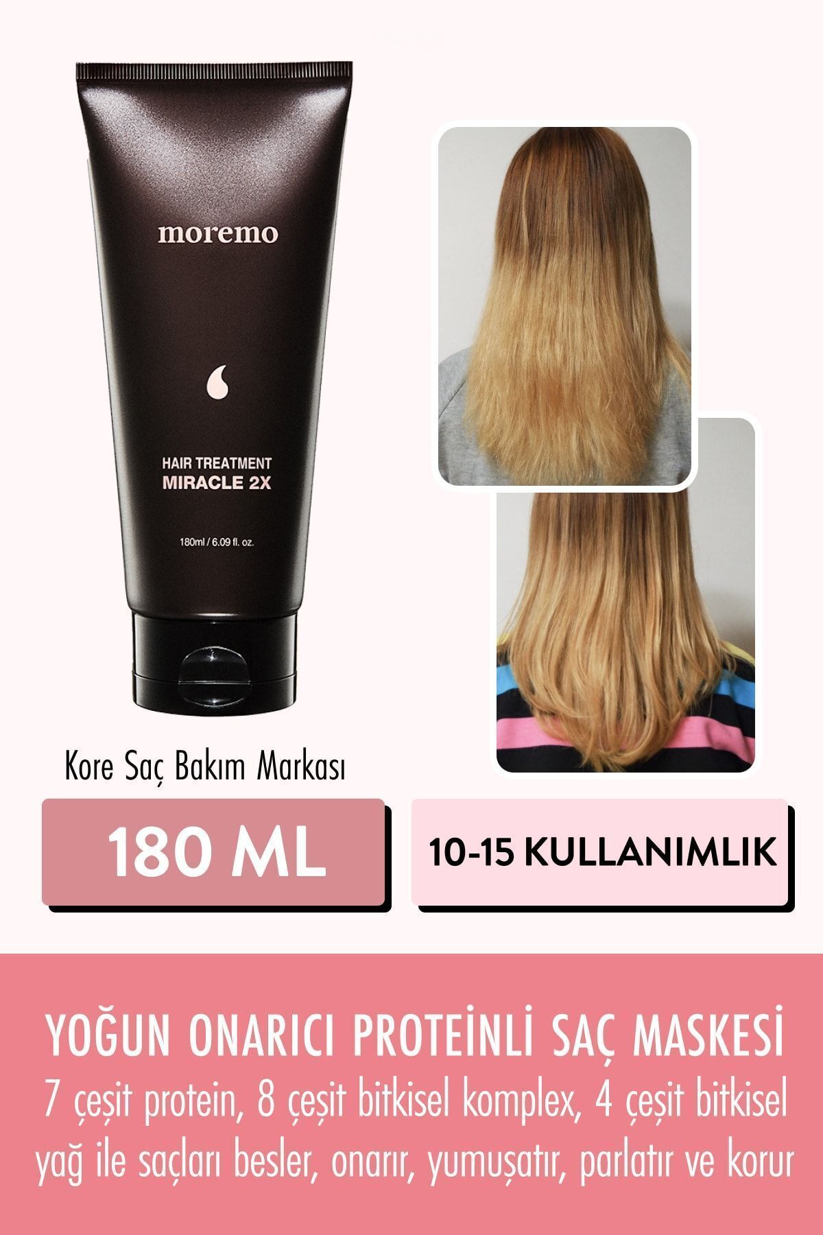 Moremo Hair Treatment 2x Miracle (KORENDY) Onarıcı Saç Maskesi 180 ml