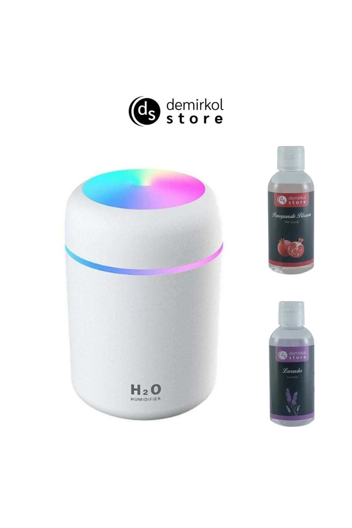 H2O Humidifier Demirkol Store 300 Ml Hava Nemlendirici Buhar Makinesi Ve Aroma Difüzörü + 2 Adet Ortam Kokusu