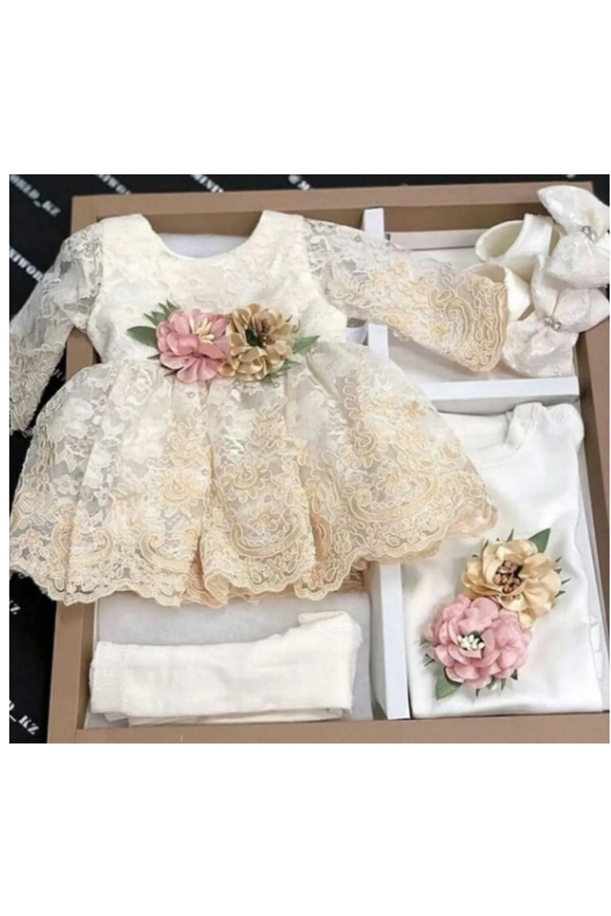 Nipperland Kız Bebek Soft Fransız Dantelli Lüx Mevlüt Elbisesi