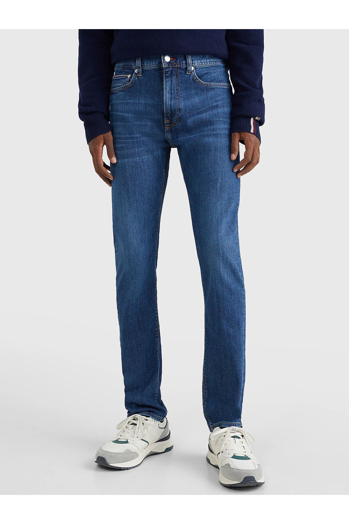 Tommy Hilfiger Erkek Denim Normal Belli Düz Model Günlük Kullanım Mavi Jeans MW0MW18279-1C4