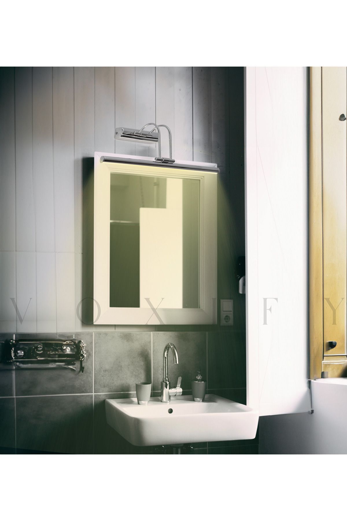 Voxify Gümüş Kaplama Gün Işığı (Sarı) Banyo Duvar Ayna Tablo Aydınlatması Flüt Aplik Kuğu Aplik Ledli Aplik