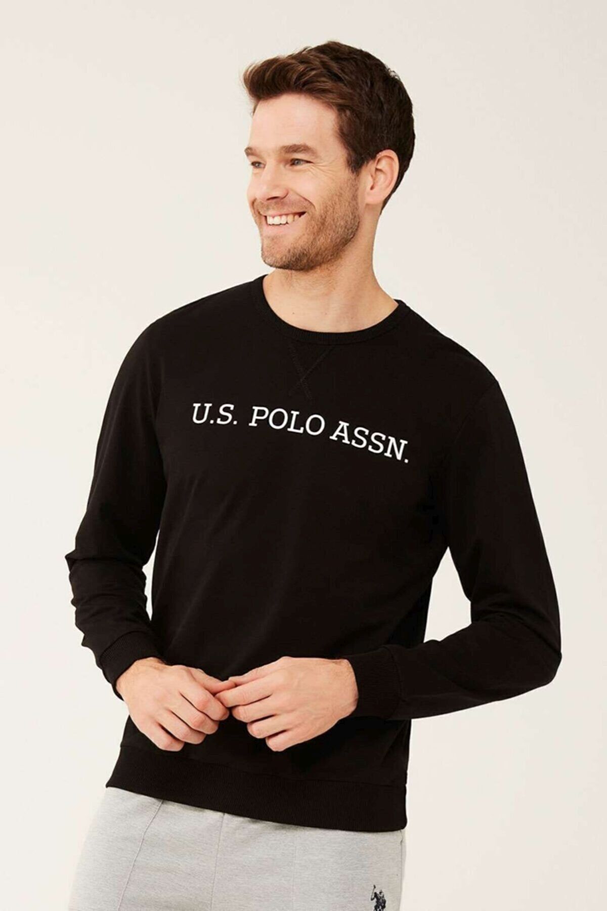 U.S. Polo Assn. Erkek Siyah Yuvarlak Yaka Ev Giyim 18468