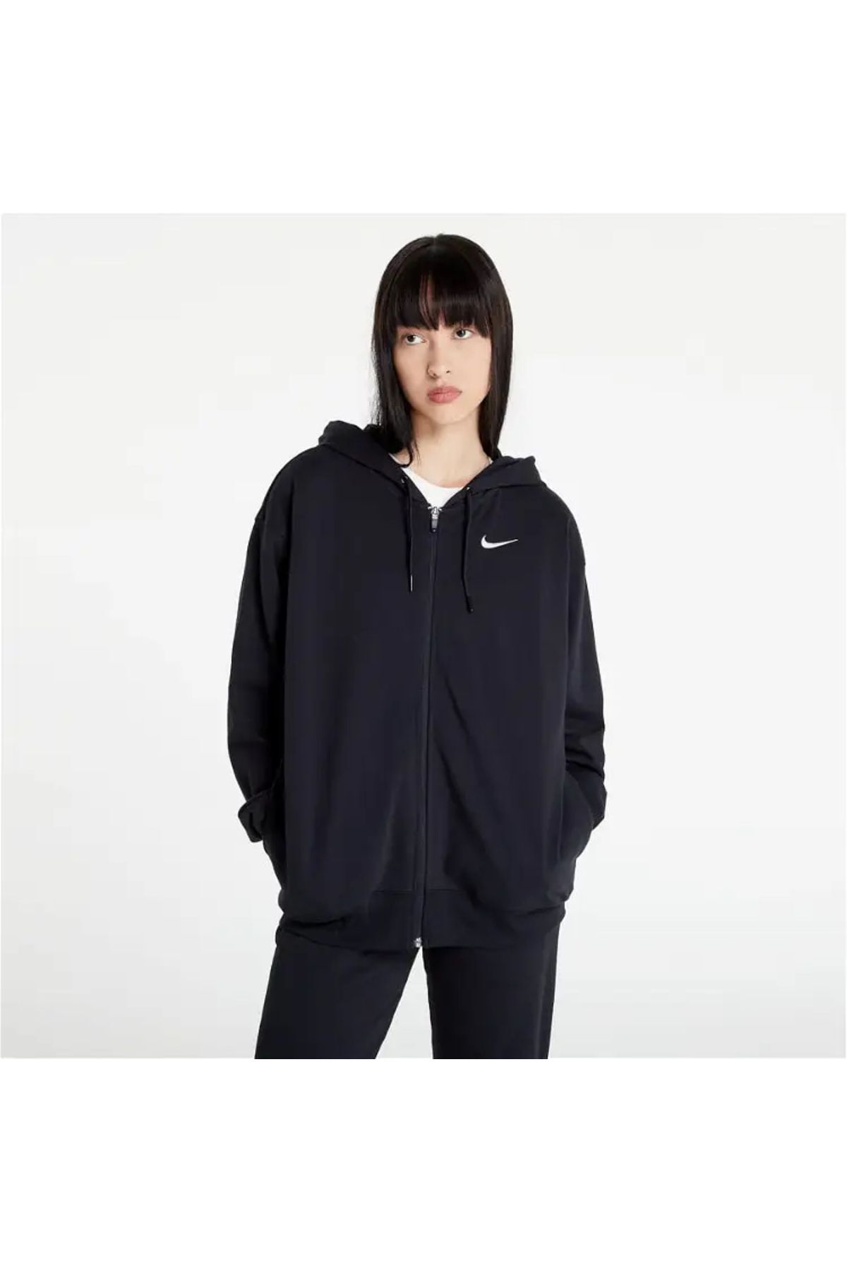 Nike Sportswear Jersey Hoodie Oversize Siyah Kadın Sweatshirt DM6415-010