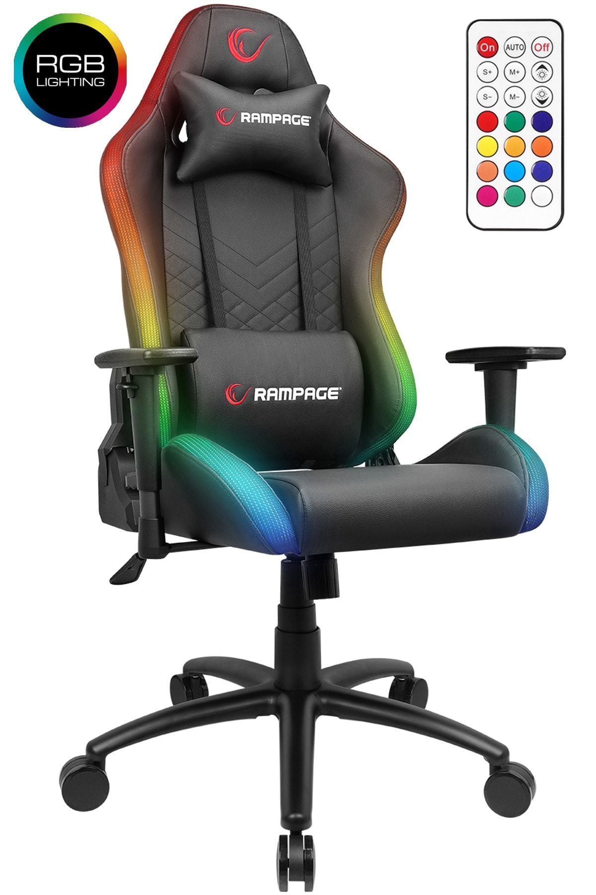 Rampage Kl-r19 Moncher Rgb Aydınlatmalı Siyah Oyuncu Koltuğu