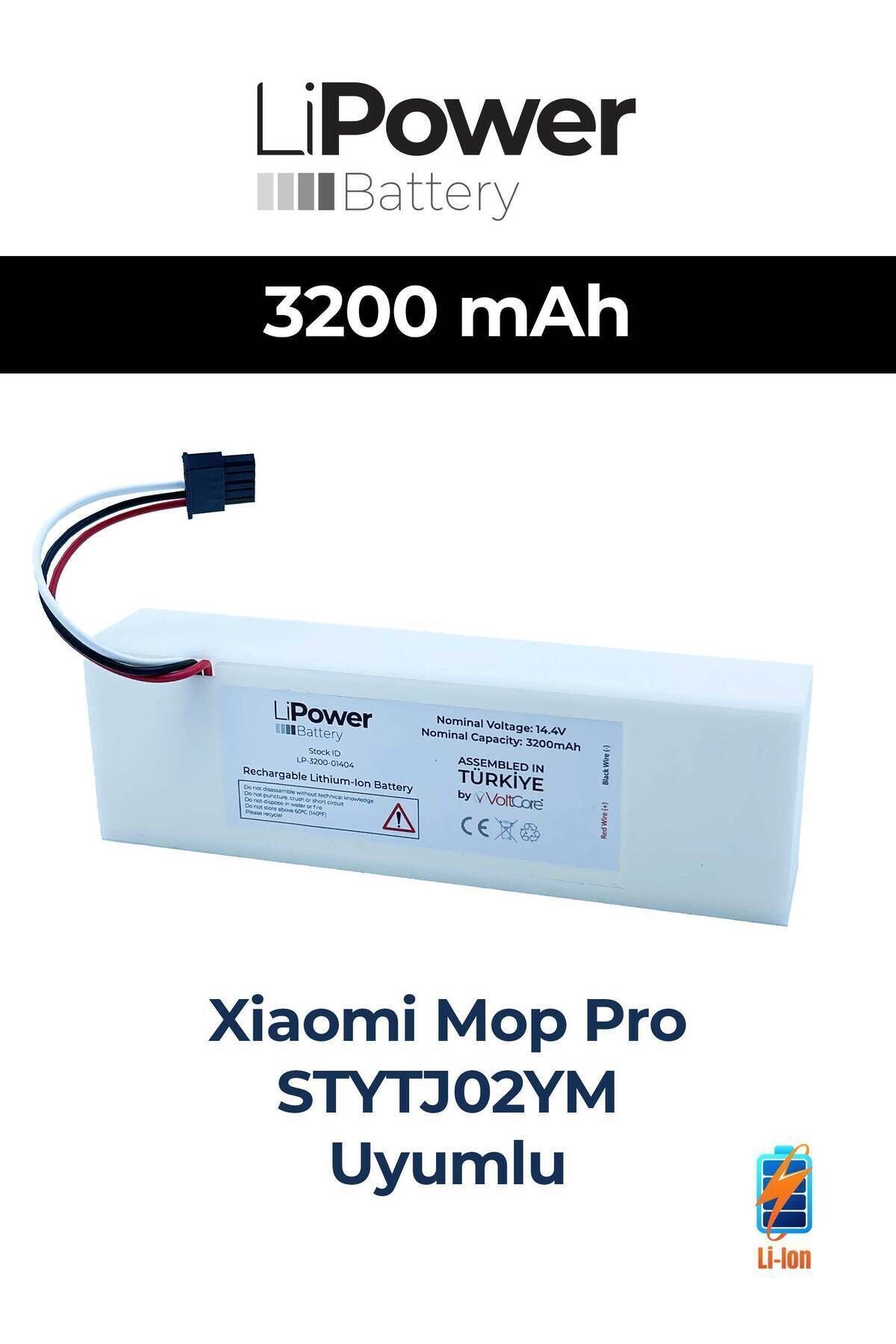 HighV Xiaomi Mop P (STYTJ02YM) Uyumlu Orijinal Kapasite Robot Süpürge Bataryası 3200 Mah Pil Vc